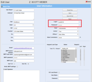 Login Credentials/ User