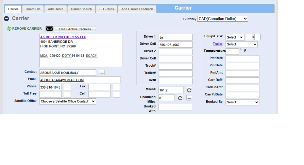 Carrier-Driver Load Info · Load Manager